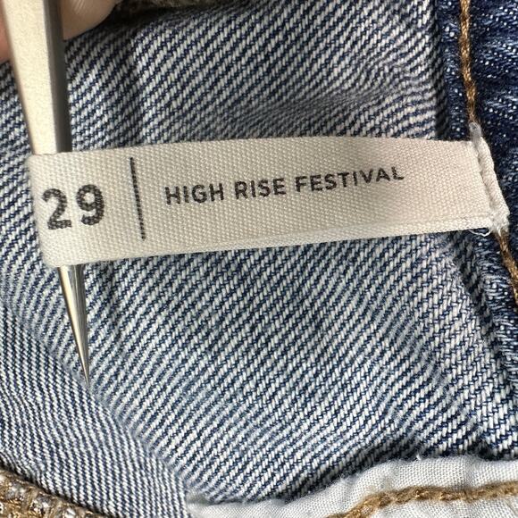 Pacsun Jean Shorts WMNS 29 High Rise Festival Cut-Off Distressed Raw Hem Denim - Picture 7 of 10